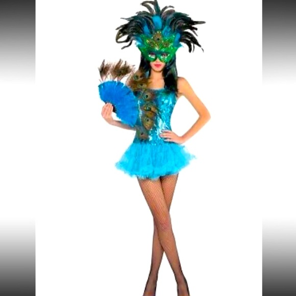 Amscan Other - BRAND NEW PEACOCK 🦚 FEATHER KIT 2PC COSTUME ACCESSORIES KIT MASK & FAN NWT